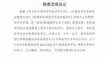 临夏职院2023-2024学年度国家奖学金推荐名单公示